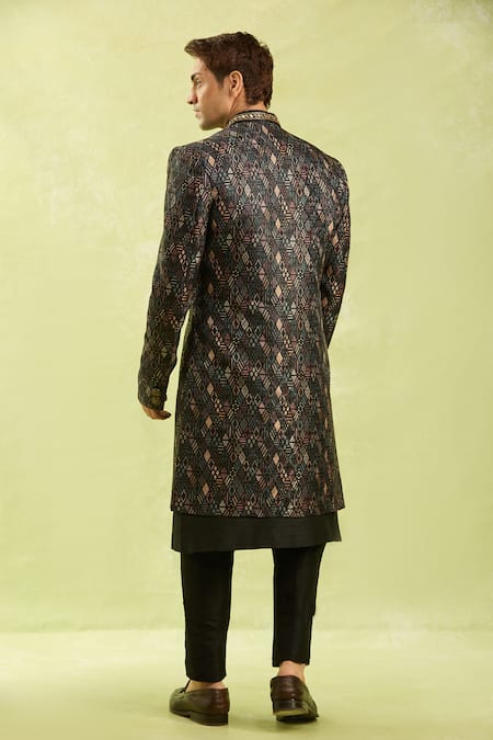 Arihant Rai Sinha Black Digital Print Sherwani Set 