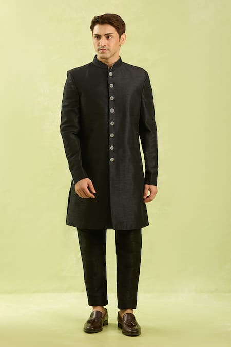 Buy Arihant Rai Sinha Black Jacquard, Silk Zari, Embroidery Art Jacket Set Online at Aza Fashions Buy_Arihant Rai Sinha_Black Jacquard, Silk Zari, Embroidery Art Jacket Set _Online_at_Aza_Fashions