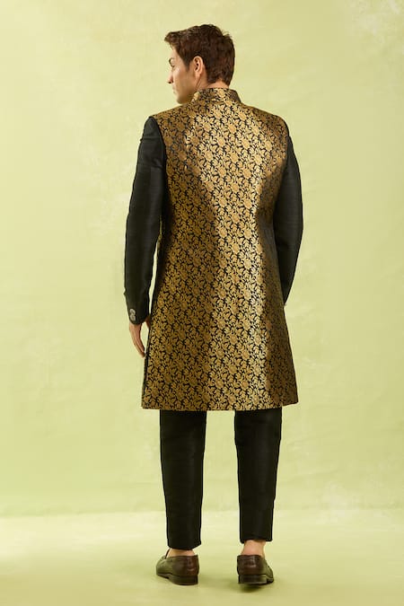 Arihant Rai Sinha Black Jacquard Art Silk Jacket Set 