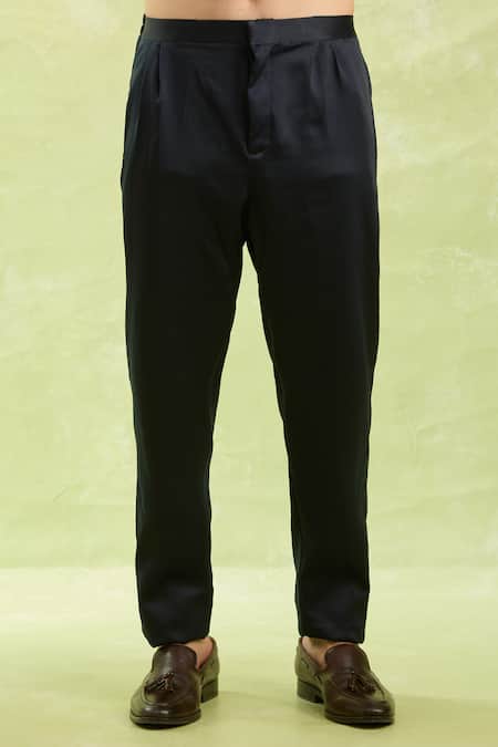 Shop_Arihant Rai Sinha_Blue Jacquard, Silk Pattern 3 Piece Jacket Set 