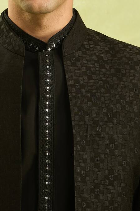 Buy Arihant Rai Sinha Black Jacquard Silk Sherwani Set Buy_Arihant Rai Sinha_Black Jacquard Silk Sherwani Set