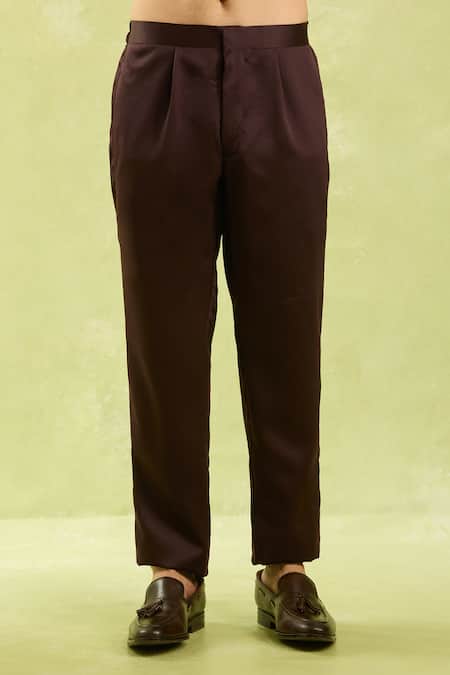 Buy_Arihant Rai Sinha_Wine Silk, Jacquard Embroidery Sherwani Set _Online_at_Aza_Fashions