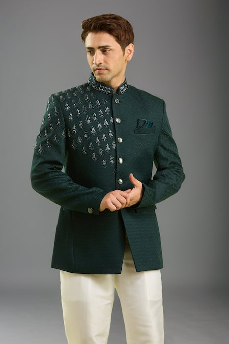 Arihant Rai Sinha Green Embroidered Jodhpuri Bandhgala 