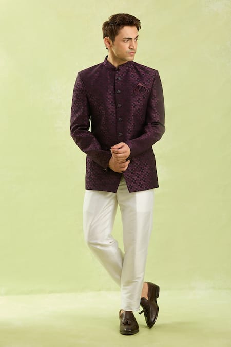 Buy Arihant Rai Sinha Wine Jacquard Jodhpuri Bandhgala Online at Aza Fashions Buy_Arihant Rai Sinha_Wine Jacquard Jodhpuri Bandhgala _Online_at_Aza_Fashions