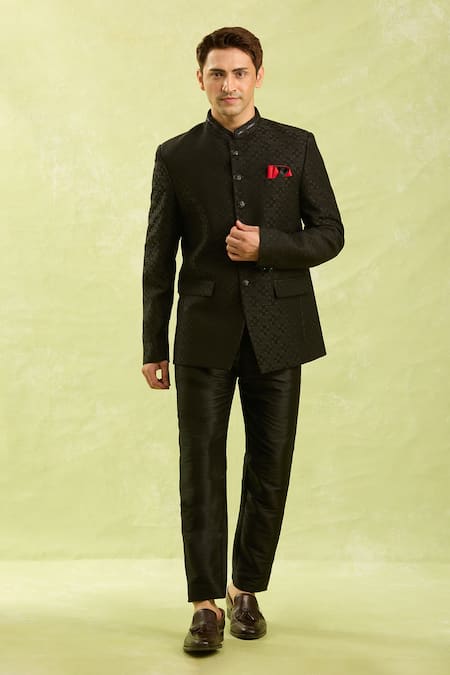 Buy Arihant Rai Sinha Black Silk Jodhpuri Bandhgala Buy_Arihant Rai Sinha_Black Silk Jodhpuri Bandhgala