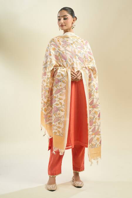 Shop Samyukta Singhania Multi Color Cotton Printed Dupatta Online at Aza Fashions Shop_Samyukta Singhania_Multi Color Cotton Printed Dupatta_Online_at_Aza_Fashions