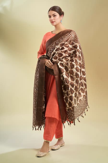 Samyukta Singhania Coffee Printed Dupatta 