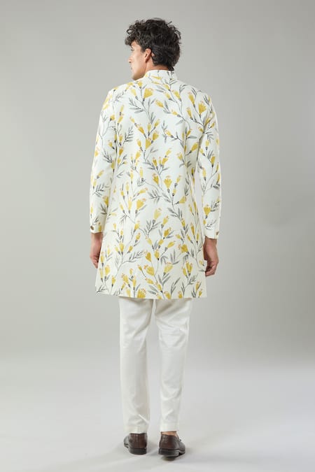 Arihant Rai Sinha Floral Print Semi Indo Sherwani Set 