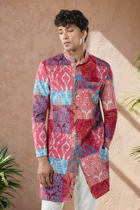 Shop_Arihant Rai Sinha_Multi Color Printed Sherwani And Pollo Pant _Online_at_Aza_Fashions