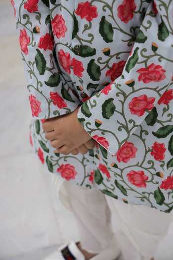 Buy_Petite Pomme_Multi Color Cotton Mystic Rose Sherwani Set _Online_at_Aza_Fashions