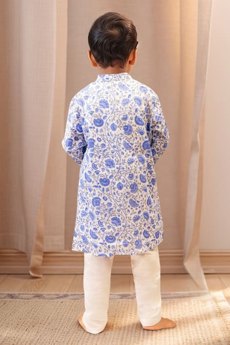 Arihant Rai Sinha Floral Print Blue Kurta Set 