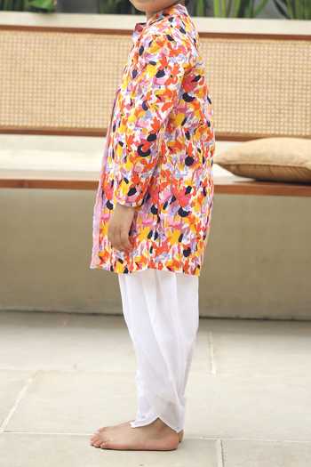 Petite Pomme_Multi Color Cotton Bright Abstract Sherwani Set _Online_at_Aza_Fashions