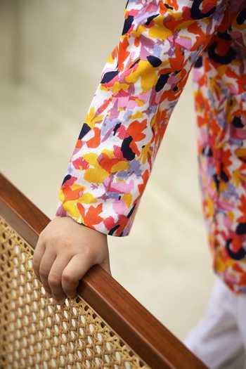 Buy_Petite Pomme_Multi Color Cotton Bright Abstract Sherwani Set _Online_at_Aza_Fashions