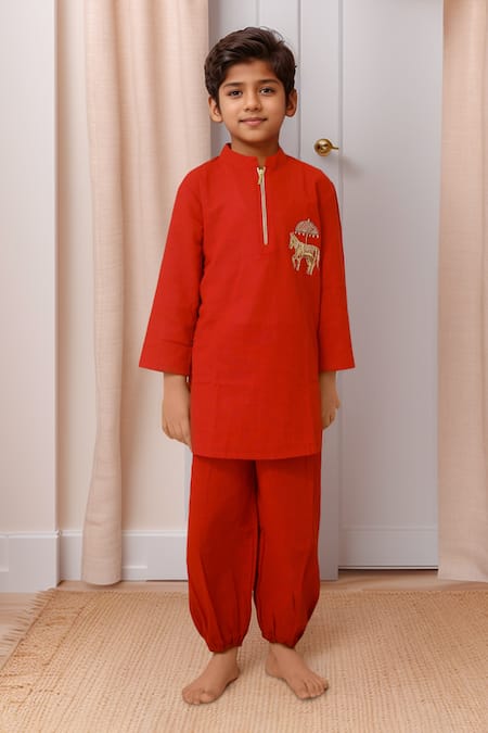 Petite Pomme Red Horse Kurta Set 