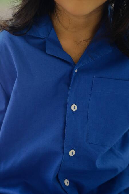 Petite Pomme_Blue Cotton Dino Print Pant Set _at_Aza_Fashions