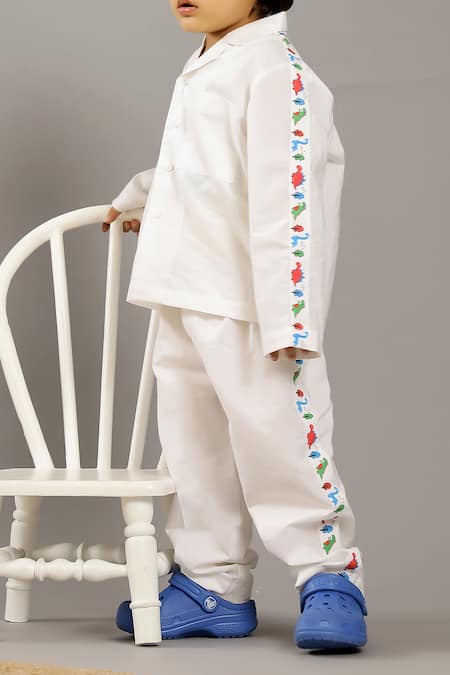 Petite Pomme White Dino Co-Ord Set 