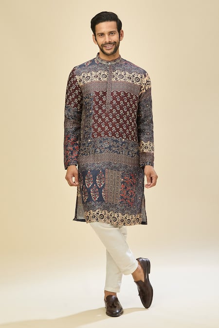 Arihant Rai Sinha Off White Royal Blue Printed Kurta Set Online at Aza Fashions Arihant Rai Sinha_Off White Royal Blue Printed Kurta Set _Online_at_Aza_Fashions