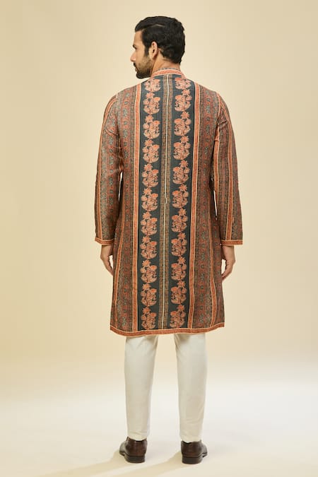 Arihant Rai Sinha Black & Orange Printed Kurta Set 