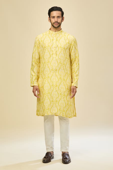 Buy_Arihant Rai Sinha_Yellow Cotton Digital Print Kurta Set 
