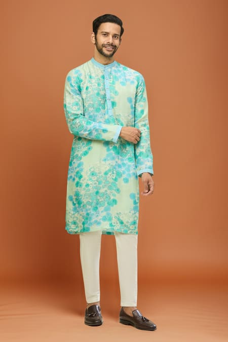 Arihant Rai Sinha Light Blue Printed Kurta Set 