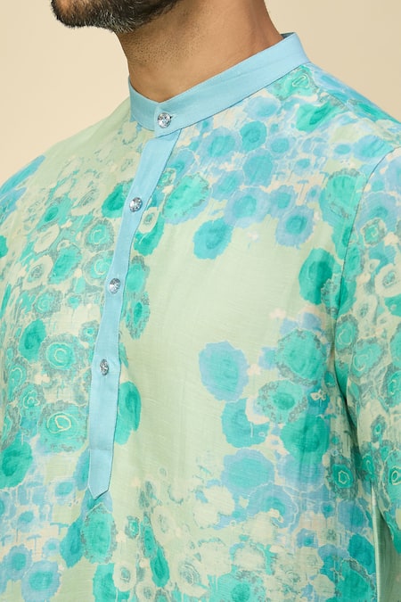 Buy_Arihant Rai Sinha_Blue Light Printed Kurta Set _Online_at_Aza_Fashions