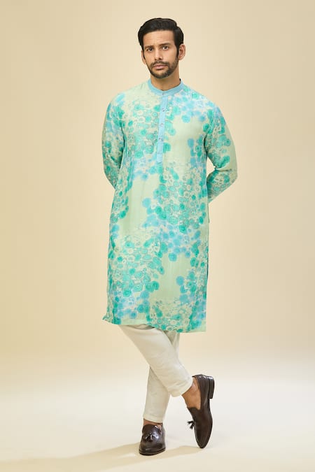 Arihant Rai Sinha_Blue Light Printed Kurta Set _at_Aza_Fashions