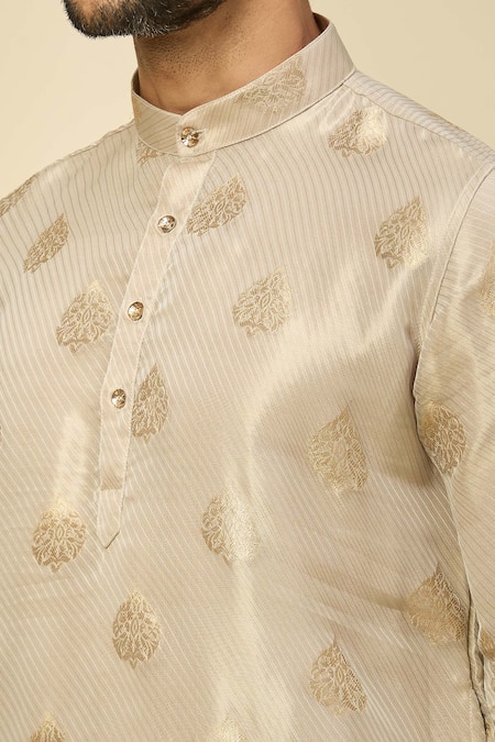 Arihant Rai Sinha_Gold Kanjivaram Silk Kurta Set _Online_at_Aza_Fashions