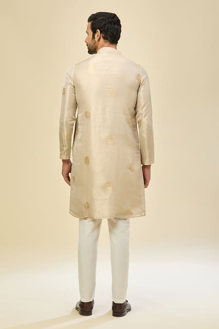 Arihant Rai Sinha Gold Kanjivaram Silk Kurta Set 