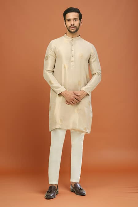 Arihant Rai Sinha Gold Kanjivaram Silk Kurta Set
