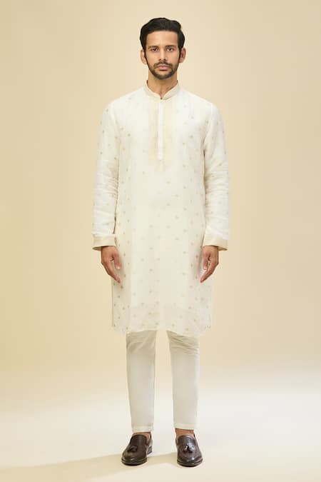 Arihant Rai Sinha_White Benaras Silk Kurta Set _Online_at_Aza_Fashions