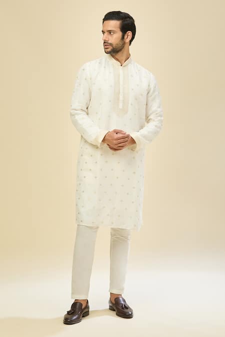 Buy_Arihant Rai Sinha_White Benaras Silk Kurta Set _Online_at_Aza_Fashions