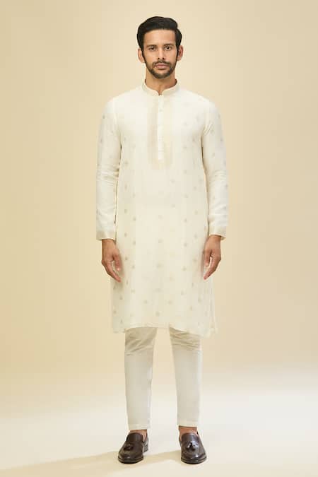 Arihant Rai Sinha White Weave Kurta Set Online at Aza Fashions Arihant Rai Sinha_White Weave Kurta Set _Online_at_Aza_Fashions