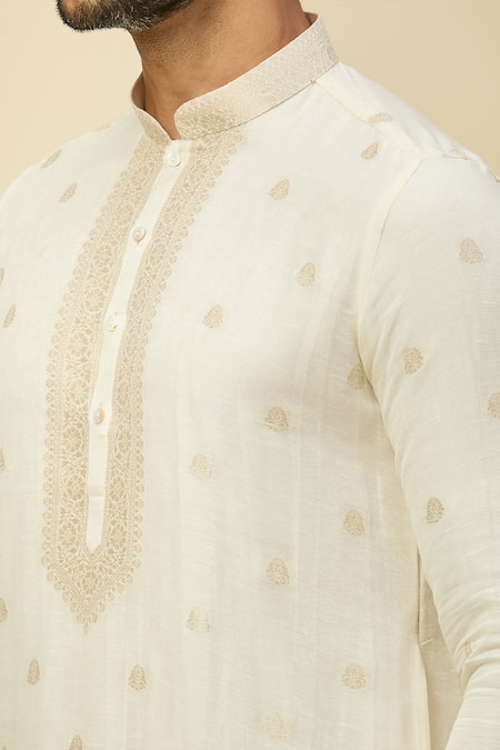 Buy Arihant Rai Sinha White Weave Kurta Set Buy_Arihant Rai Sinha_White Weave Kurta Set