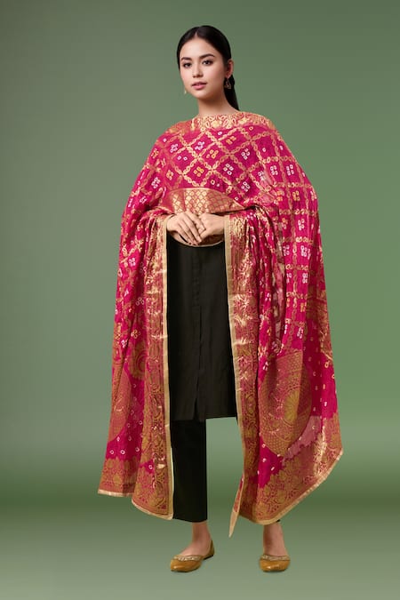 Samyukta Singhania Woven Design Banarasi Bandhej Dupatta 