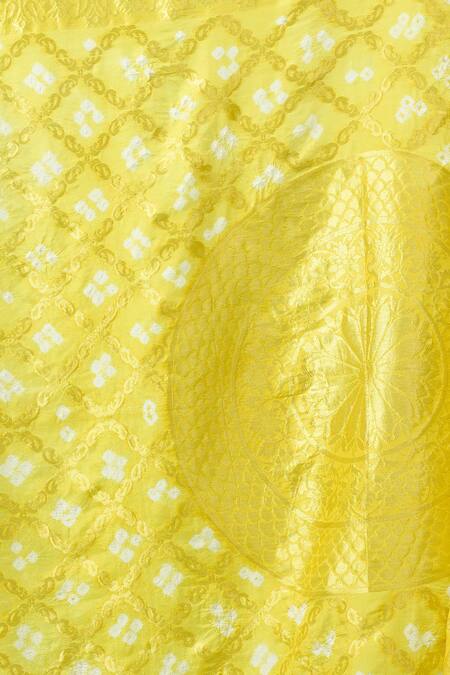 Naintara Bajaj_Yellow Silk Woven Design Banarasi Bandhej Dupatta _at_Aza_Fashions