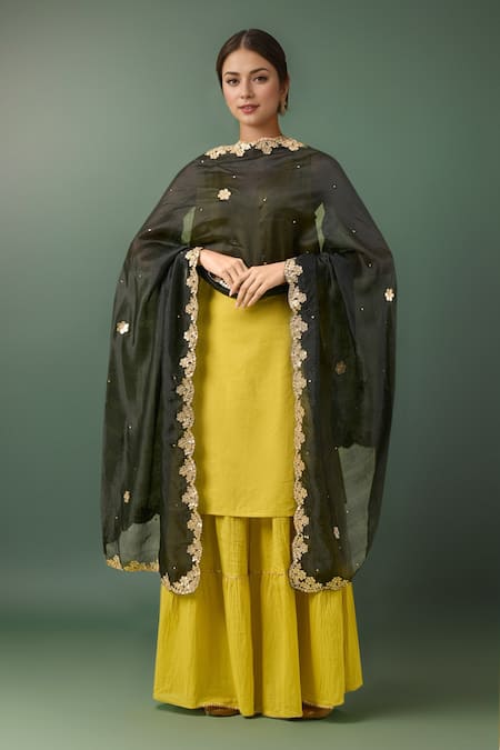 Samyukta Singhania Black & Gold Embroidered Dupatta 