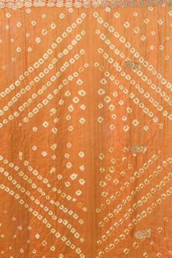 Samyukta Singhania_Orange Silk Gota Patti Embroidered Bandhani Dupatta With_at_Aza_Fashions