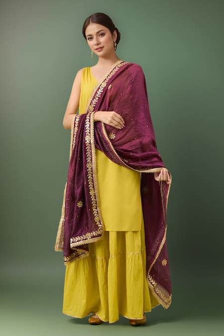 Samyukta Singhania Wine Embroidered Dupatta with Beads 