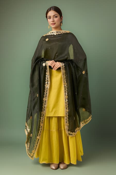 Samyukta Singhania Black & Gold Embroidered Dupatta 