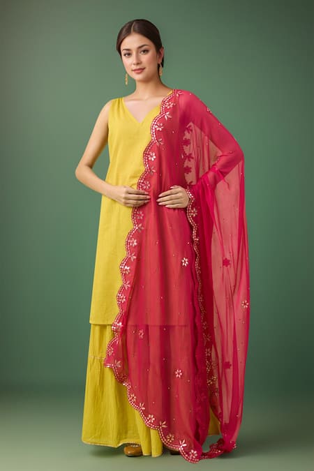 Samyukta Singhania Cut Work Embroidered Chiffon Dupatta 