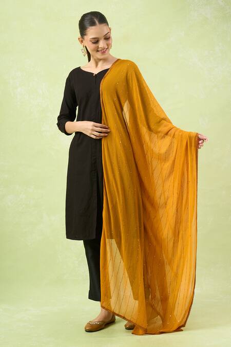 Buy Samyukta Singhania Mustard Sequence Chiffon Dupatta Buy_Samyukta Singhania_Mustard Sequence Chiffon Dupatta