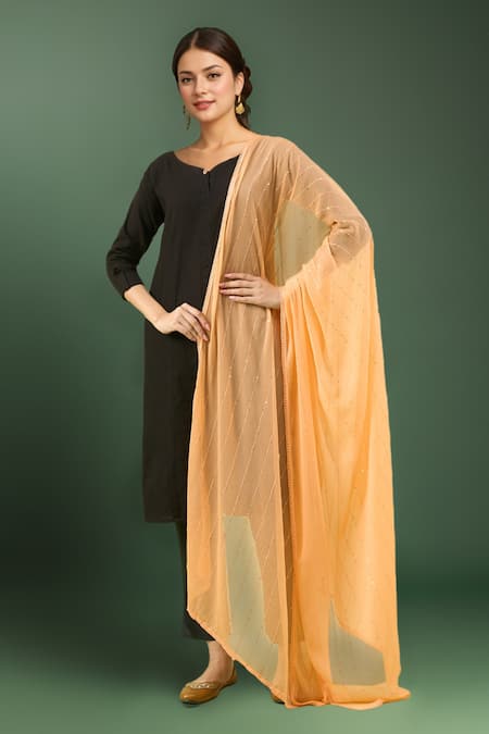 Samyukta Singhania Peach Sequence Chiffon Dupatta 