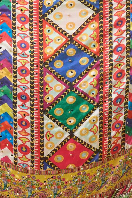 Shop_Naintara Bajaj_Multi Color Mirrors Ethnic Motifs Printed Work Dupatta _Online_at_Aza_Fashions