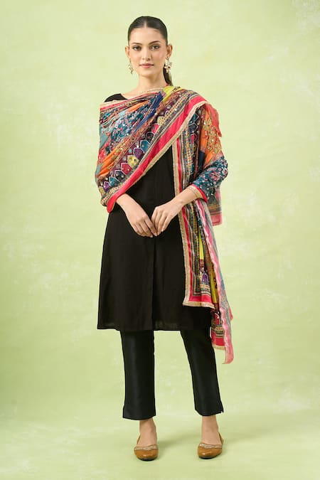 Naintara Bajaj Ethnic Printed Mirror Work Dupatta 