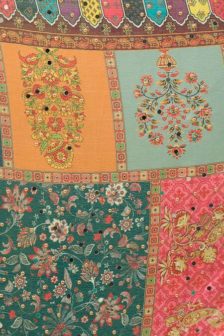 Buy_Naintara Bajaj_Multi Color Mirrors, Embroidery Ethnic Printed Work Dupatta _Online_at_Aza_Fashions