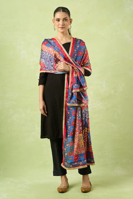 Naintara Bajaj Ethnic Printed Mirror Work Dupatta 