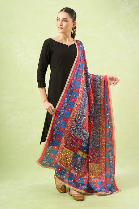 Buy_Naintara Bajaj_Multi Color Mirrors Ethnic Printed Work Dupatta 