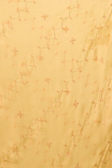 Samyukta Singhania_Gold Embroidered Chiffon Dupatta_at_Aza_Fashions