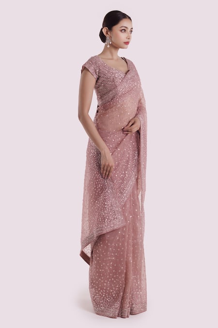 Onaya Mauve Organza Sequins Plunge Neck Designer Saree Set Online at Aza Fashions Onaya_Mauve Organza Sequins Plunge Neck Designer Saree Set _Online_at_Aza_Fashions