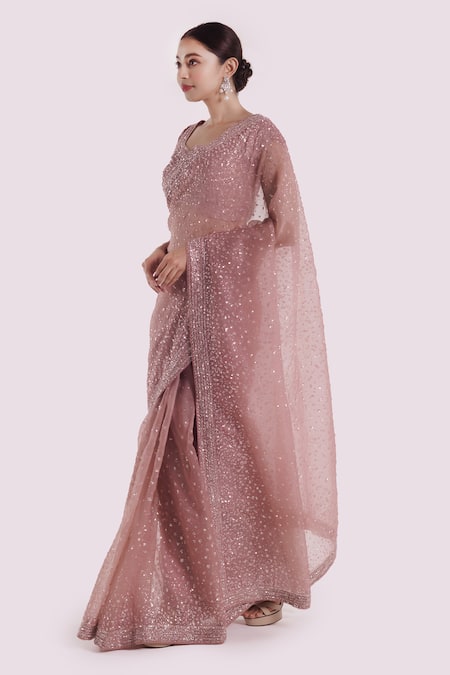 Buy Onaya Mauve Organza Sequins Plunge Neck Designer Saree Set Online at Aza Fashions Buy_Onaya_Mauve Organza Sequins Plunge Neck Designer Saree Set _Online_at_Aza_Fashions